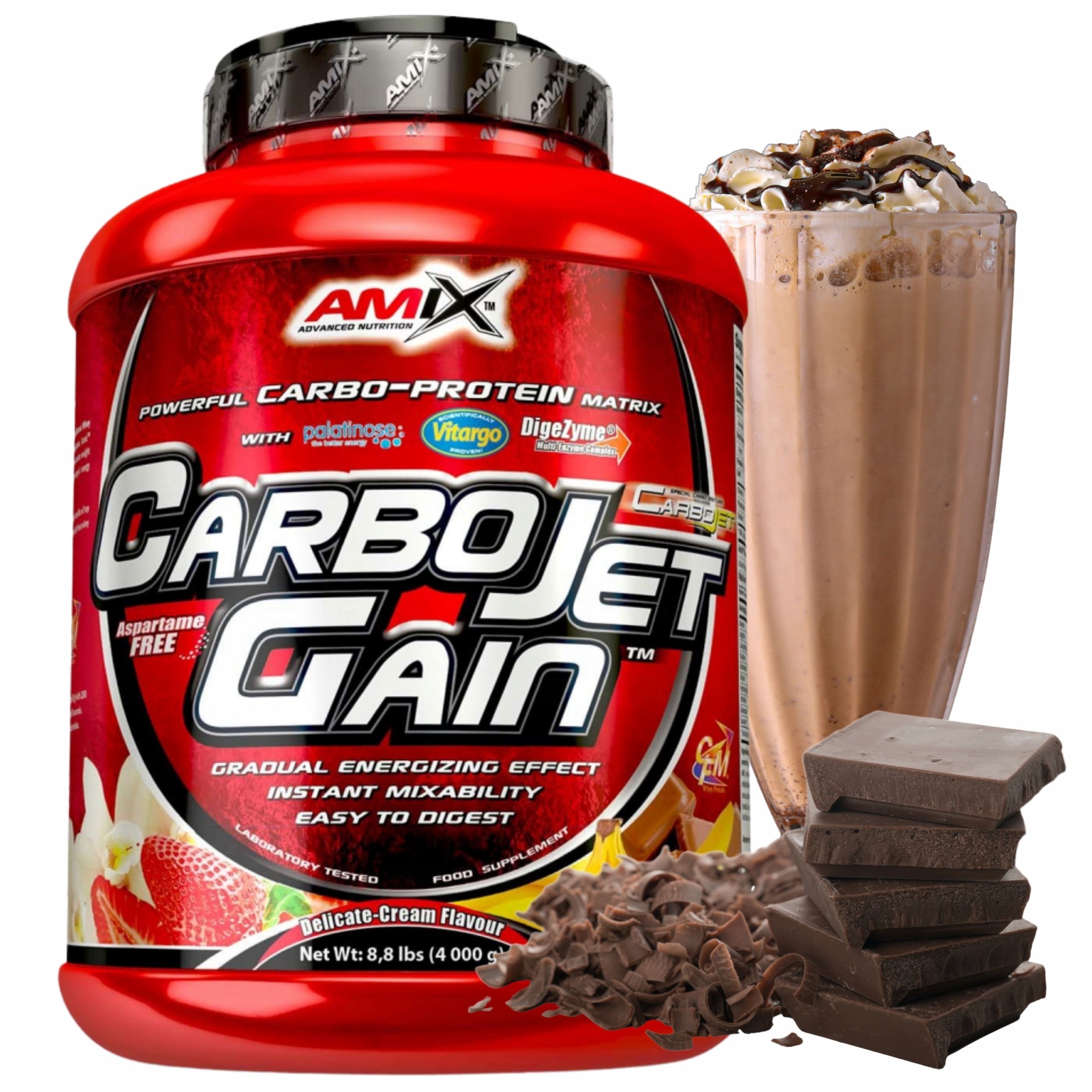 Amix Carbojet Gain Doplněk Stravy na hmotu Cfm Protein Vitargo Sacharidy 4000 g