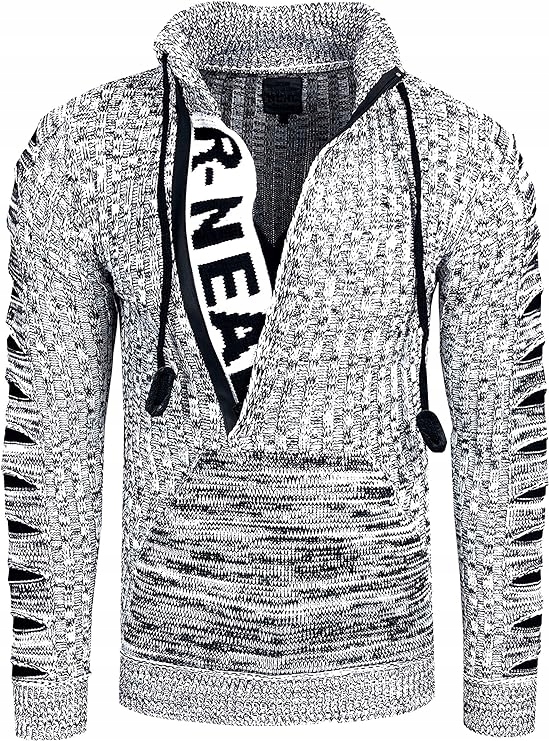 Pánský svetr Teplý stojáček Rozepínací Pologolf Rolák na zip Šedý L