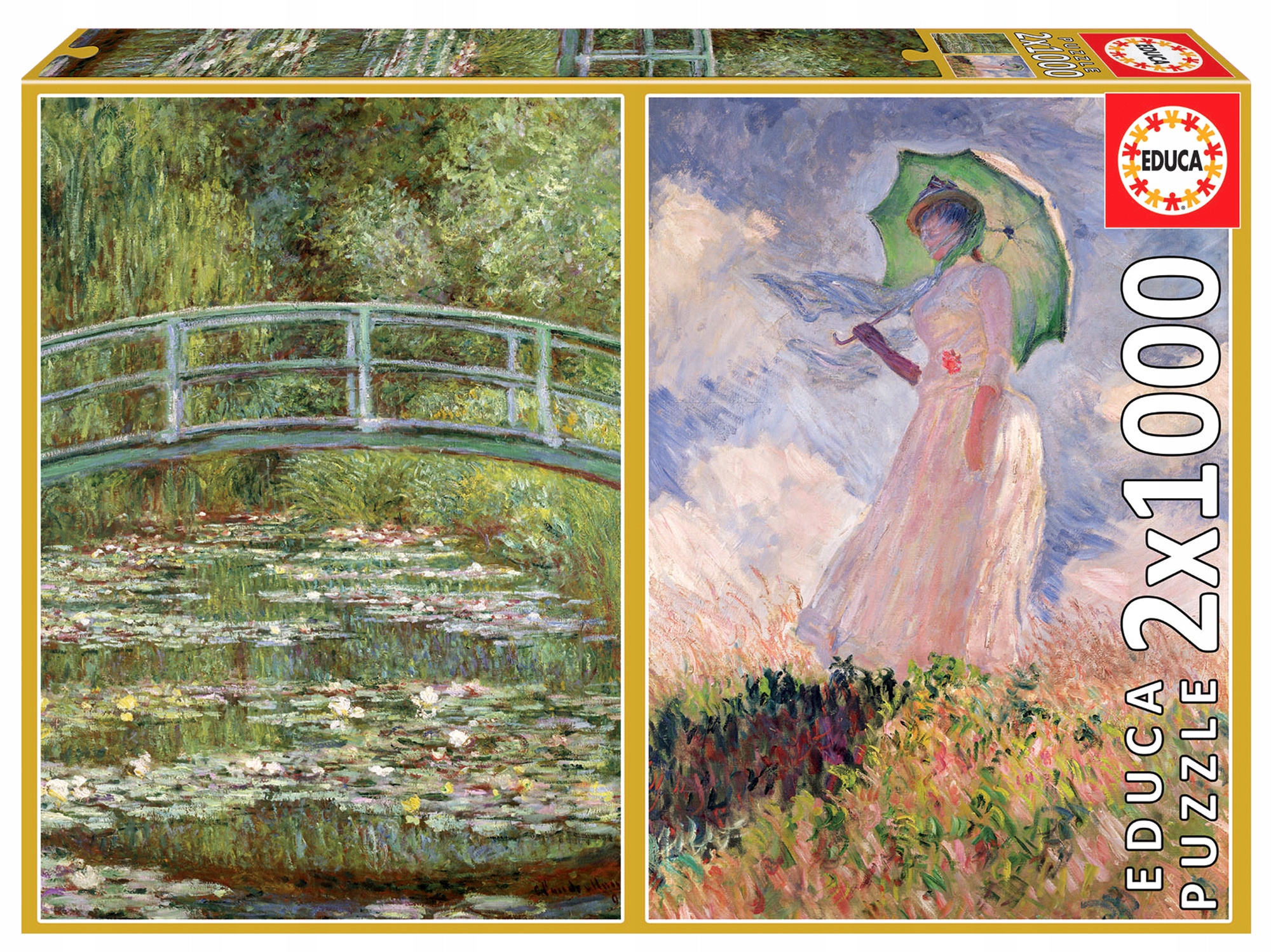 

Puzzle 2x1000 Lilie wodne Kobieta z parasol Monet