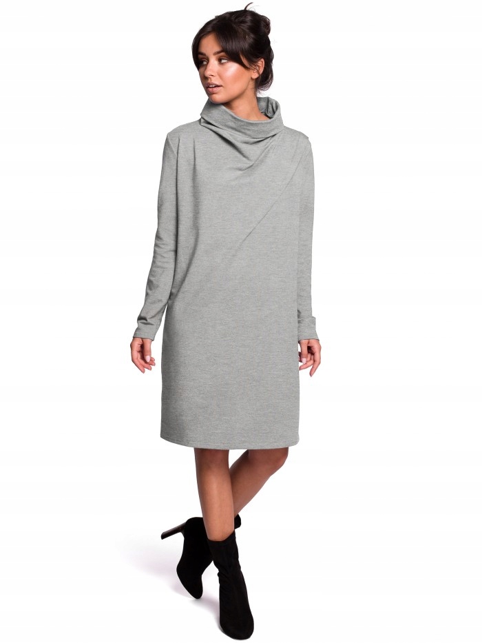 

Eu L B132 Sukienka z wysokim kołnierzem - szara Eu