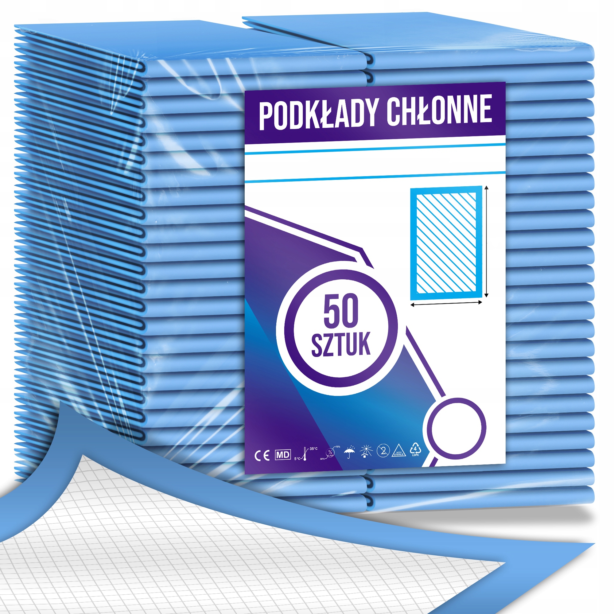 PODKŁADY CHŁONNE HIGIENICZNE MATY JEDNORAZOWE DO PRZEWIJANIA 50SZT MOCNE