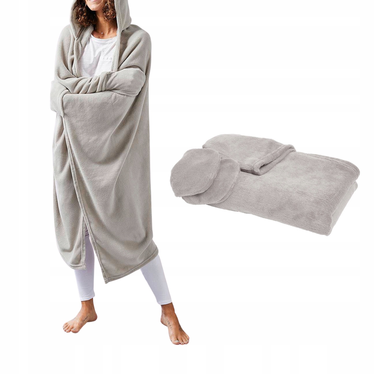 

Koc Z Kapturem I Rękawami beż 115x165cm