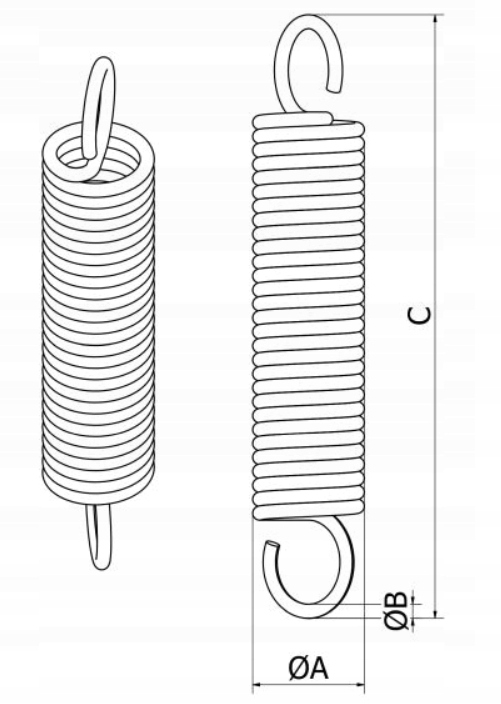 Sprężyna naciągowa z uchem 21/3.0x420 Marka Najder