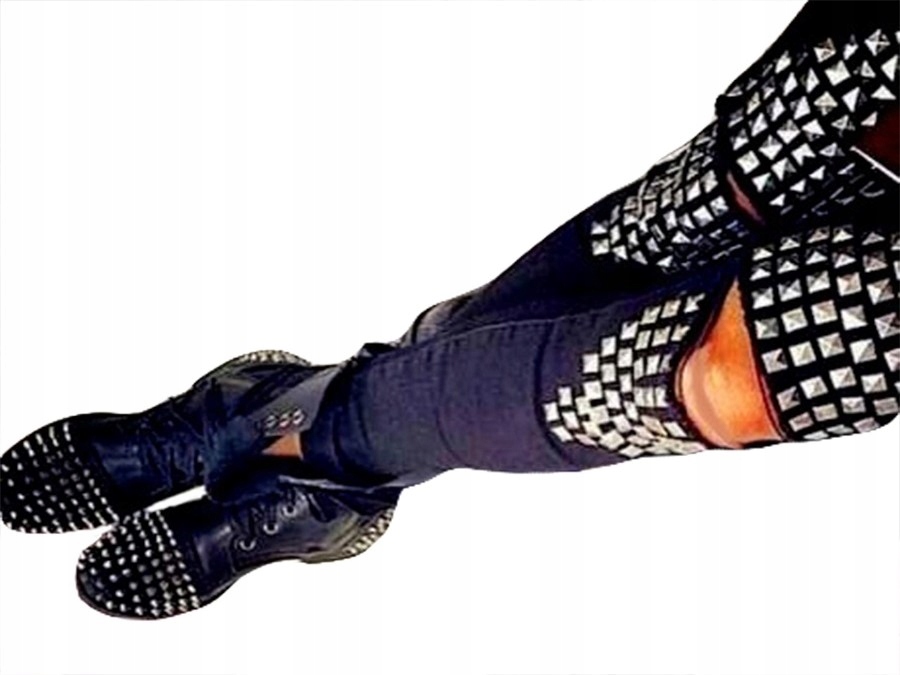 

Spodnie Legginsy Rurki Ćwieki Ripped Getry Dziury