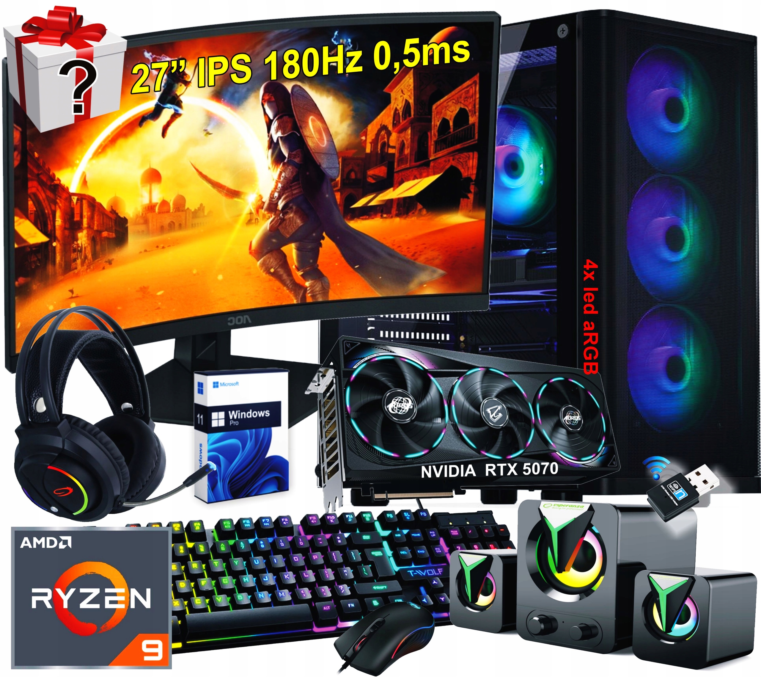 Sada Gamer Ryzen 9 5950X Ssd 1TB M.2. Rtx 5070 32GB Wifi+bt WIN11 Led 27