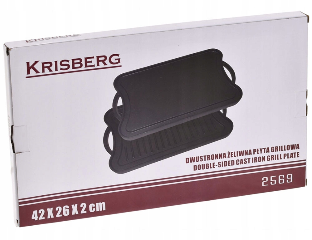Płyta ŻELIWNA Dwustronna RUSZT na grill ognisko Patelnia Grillowa 42x26 cm Producent Krisberg