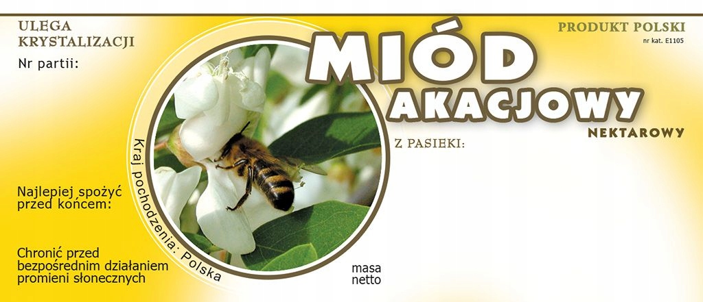 

Etykiety na miód akacjowy (100szt) wzór E1105