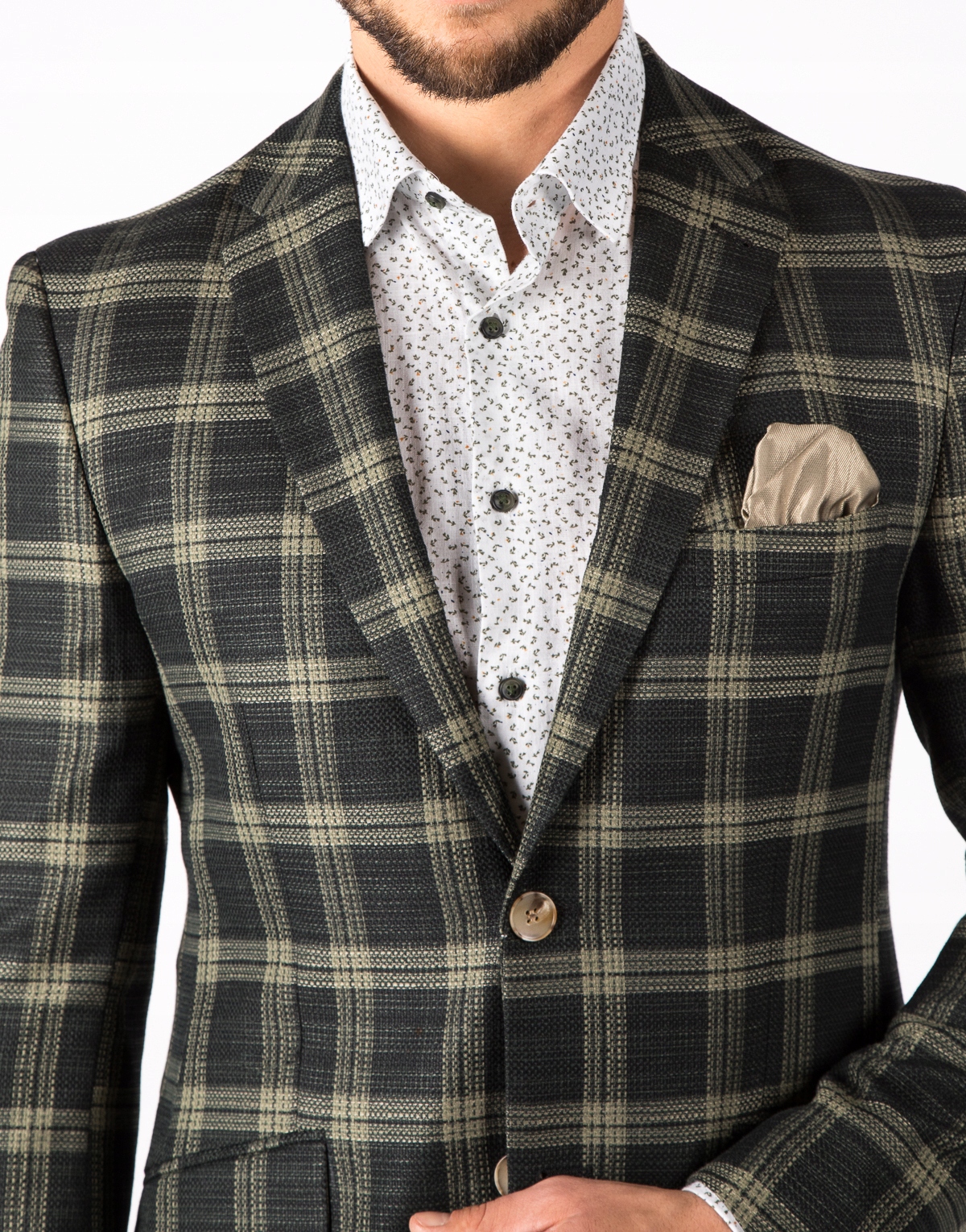 Pánské zelené kostkované Sako 182/104