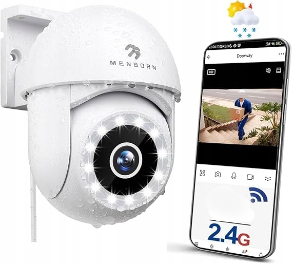 Kamera Bezpieczeństwa Zewnętrzna Menborn G12 360° Obrotu Nocna Wizja