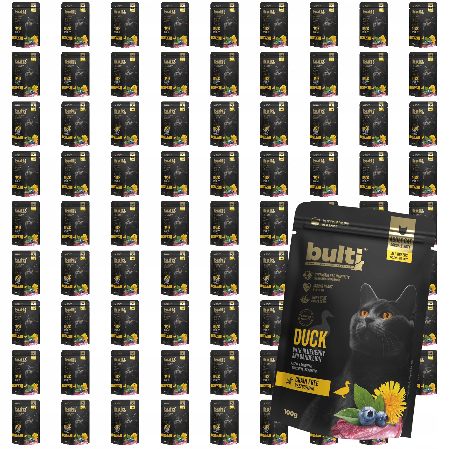 Levně Krmivo Mokré Pro Kočky Bulti Superfood Kachna s borůvkou a pampeliškou 80x100 g