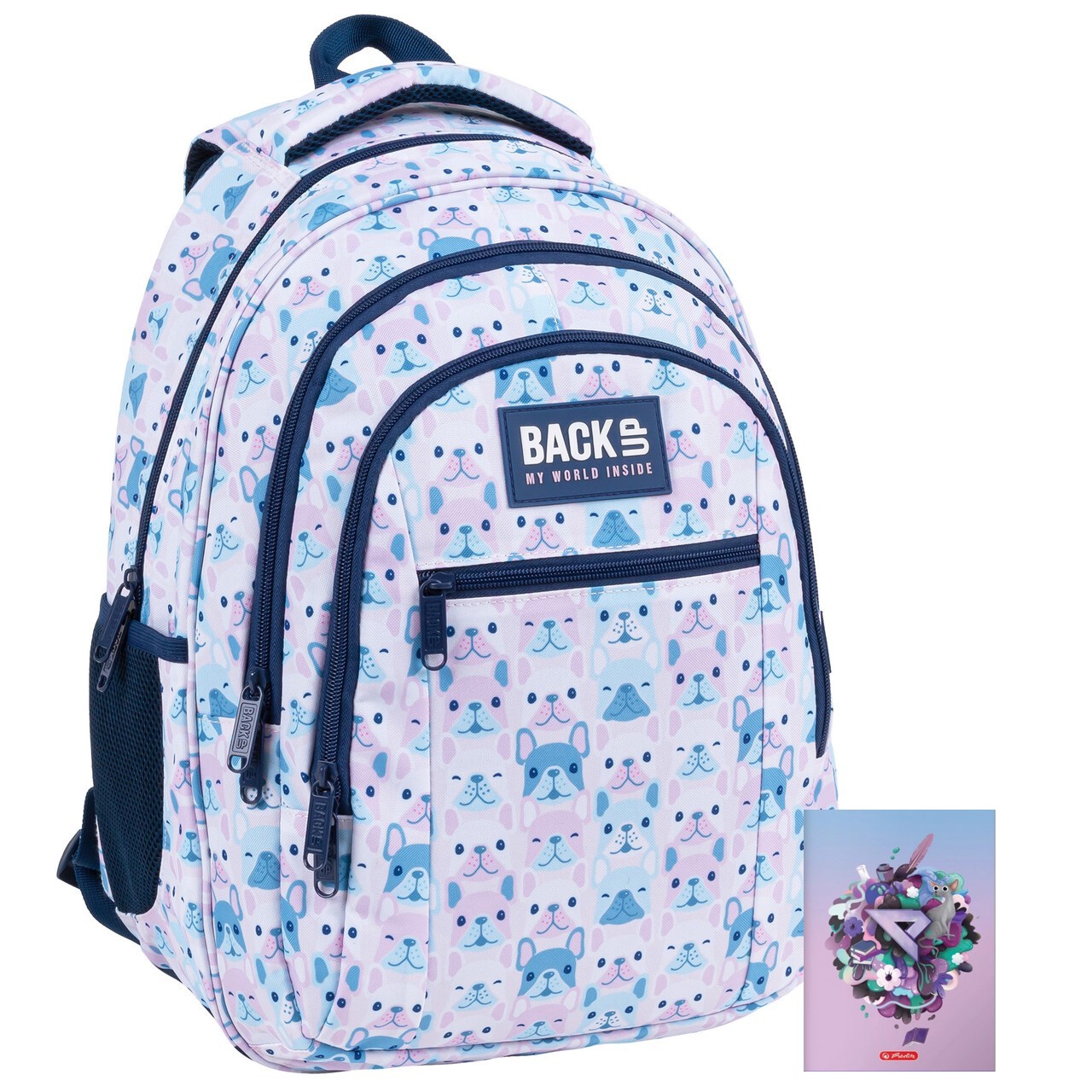 ZESTAW BACKUP 2w1 PLECAK + ZESZYT W BULDOGI PSY