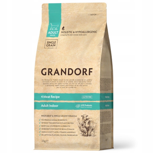 Grandorf Cat 4 Meat Adult Indoor 2kg