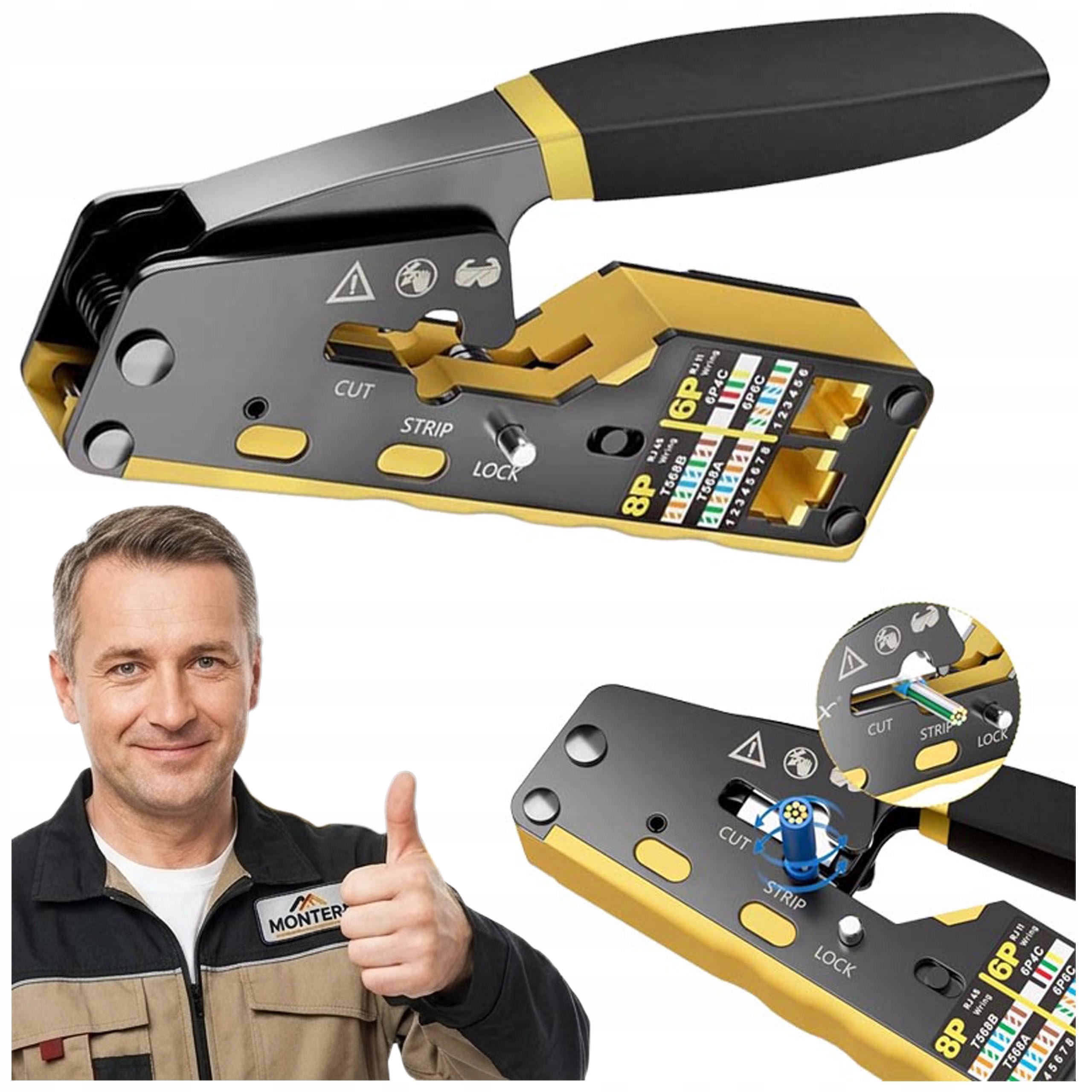 Zaciskarka Nobitech do wtyków RJ45/RJ12 wielofunkcyjna ze stalą walcowaną