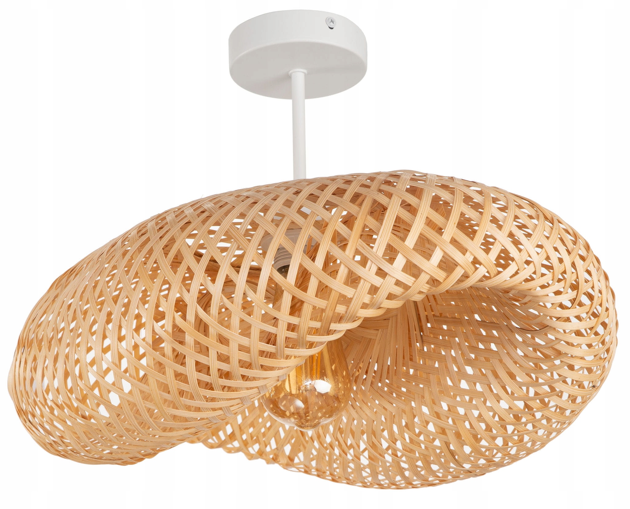 Lampa sufitowa bambusowa plecionka biała Nusa 60cm