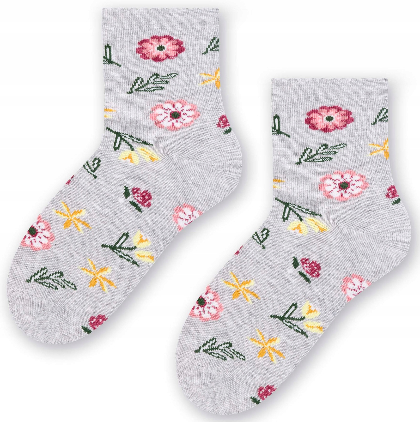 Skarpety Steven szare KWIATKI 29-31