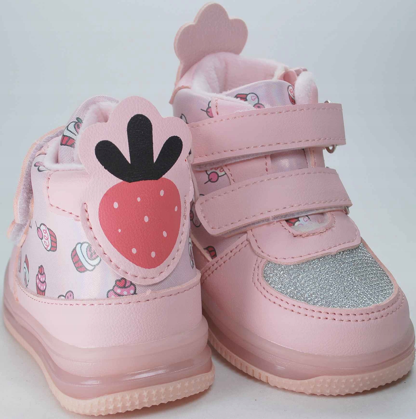 RÓŻOWE ŚWIECĄCE MIĘKKIE botki BUTY dla dziewczynki na rzep eko-skóra r 22 Rozmiar (new) 22