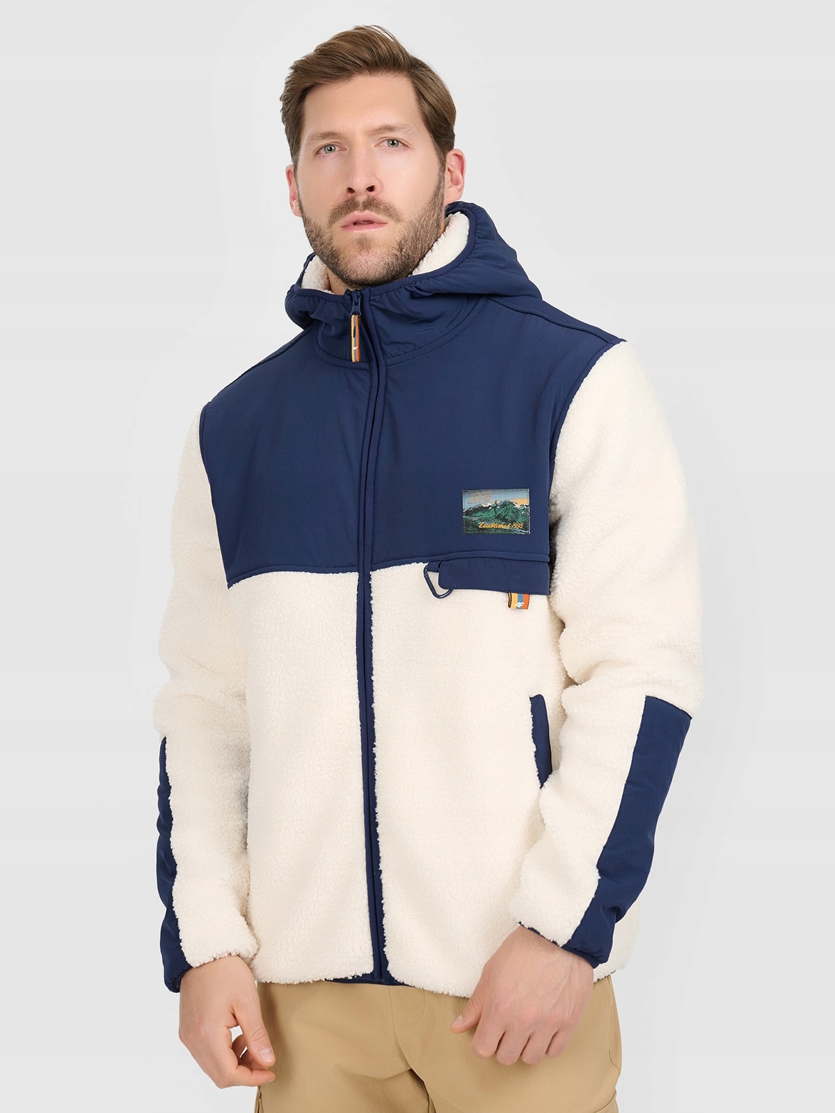 4F Polar sherpa regular s kapucí pánský bílý M