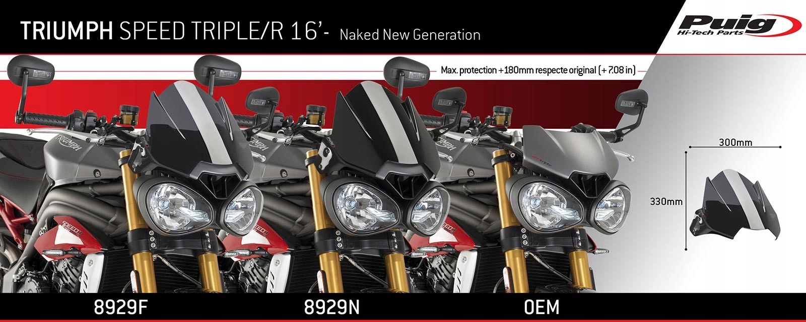 PUIG 8929W szyba przezr. Triumph Speed Triple / R Producent Puig