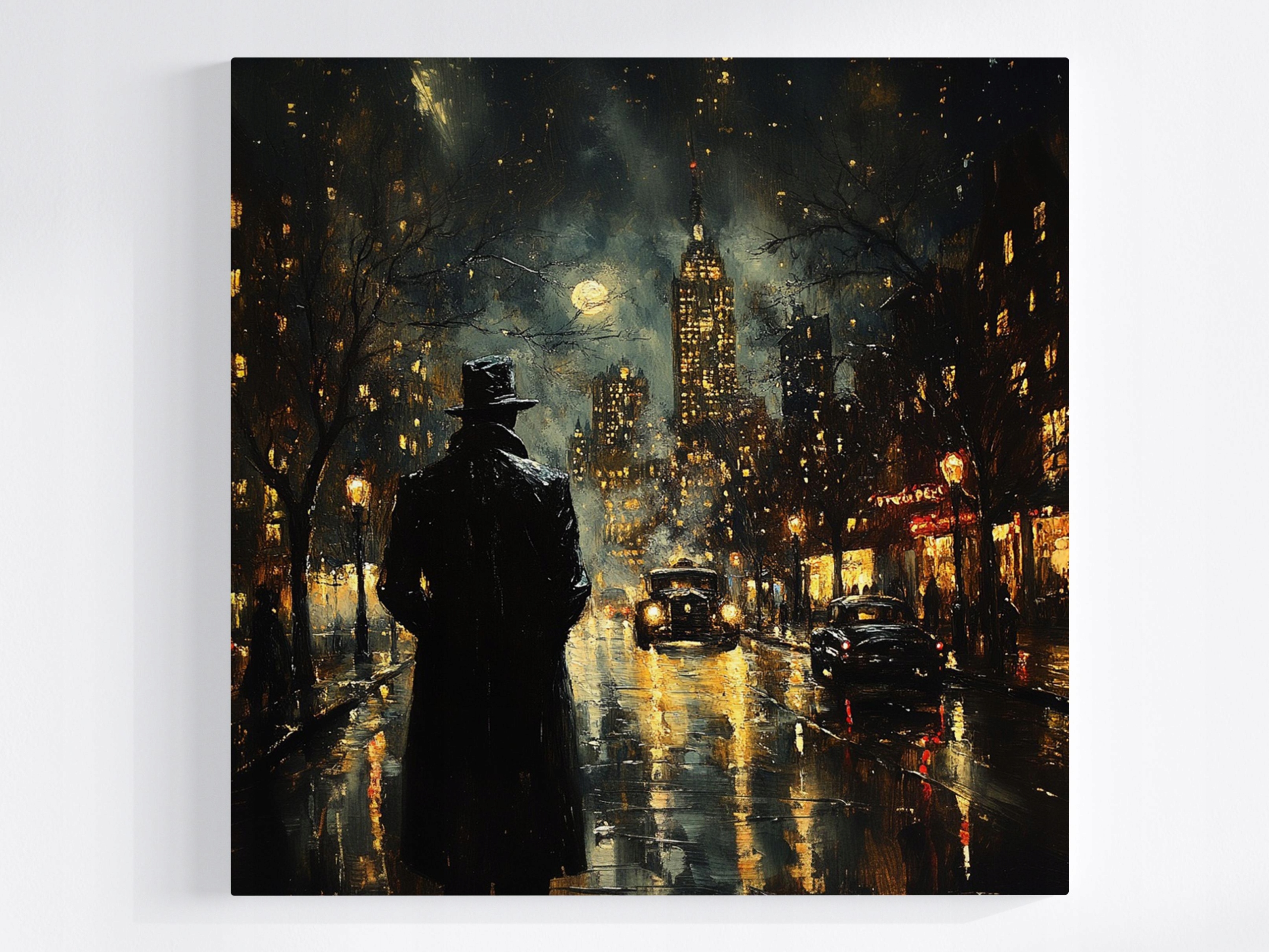 Obraz Na Plátně Plátno Město Noc Déšť Muž Tma Neklid 60x60