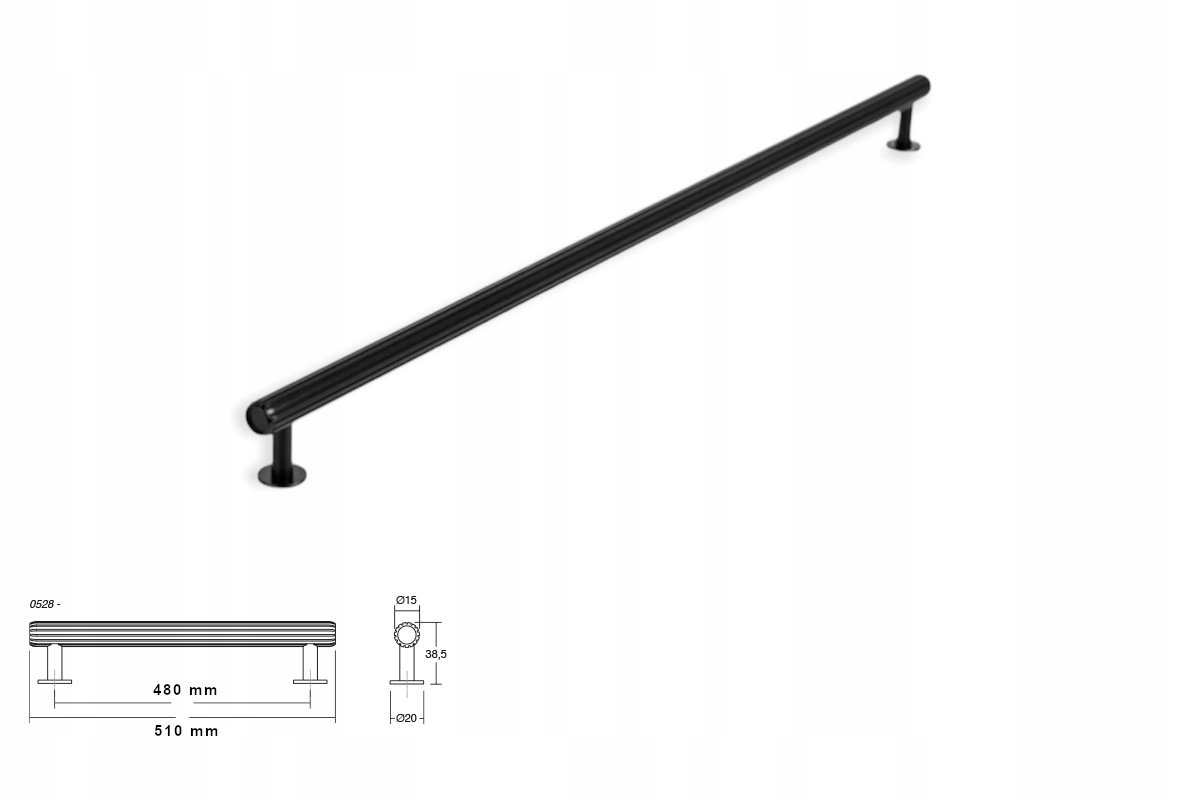 Nábytková úchytka Viefe 0528 Rille 480 mm černá