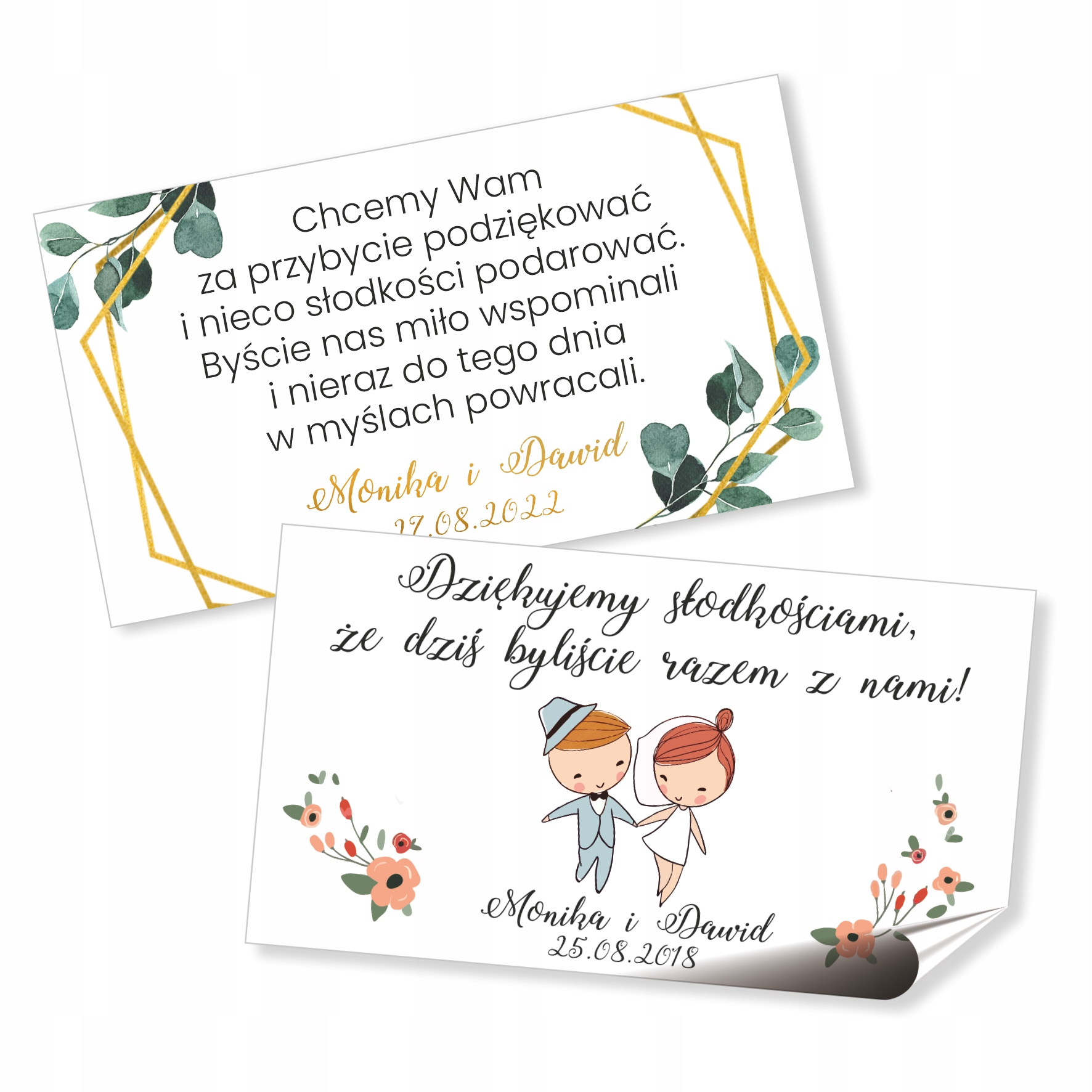 NAKLEJKI etykiety samoprzylepne CIASTO ślub 10szt