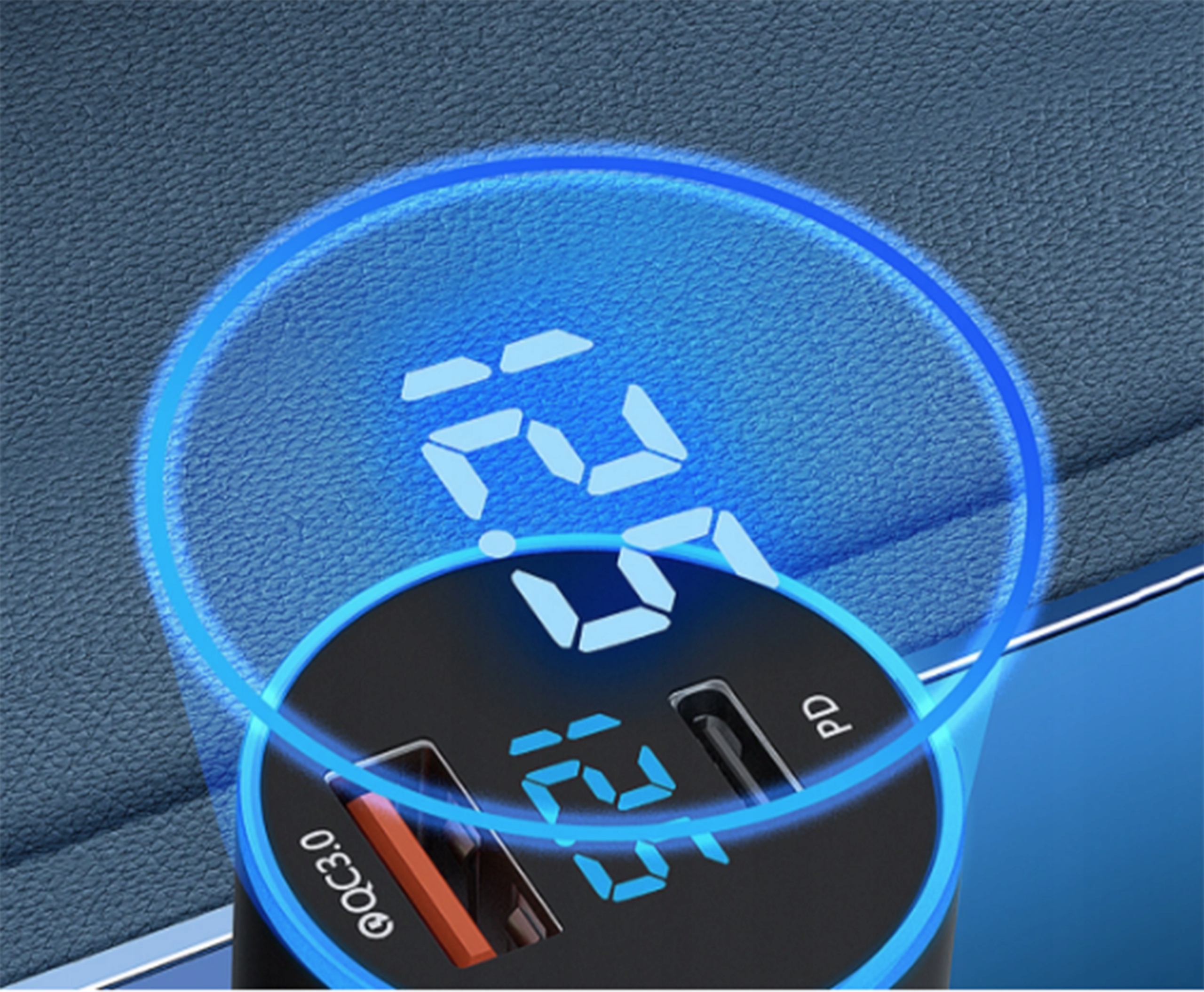 SZYBKA ŁADOWARKA SAMOCHODOWA USB USB-C QC 3.0 PD 36W DO ZAPALNICZKI MOCNA Kod producenta Miernik LCD Napięcia V Voltomierz adapter Typ