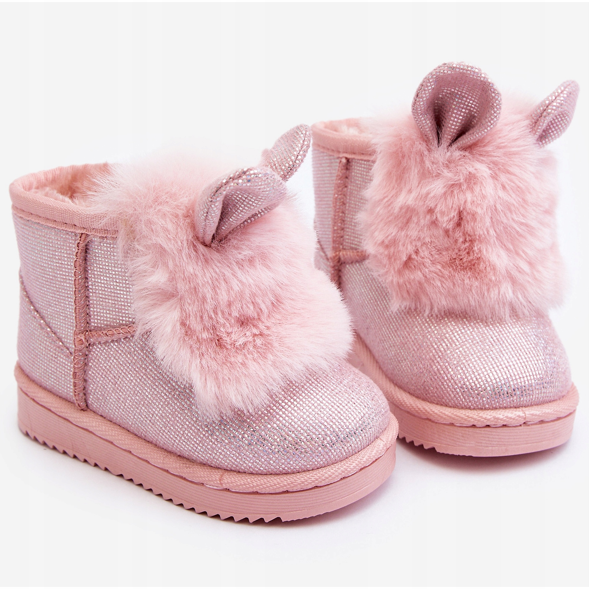 Dziecięce Śniegowce Ocieplane Z Uszkami r.29 Kolor dodatkowy różowy