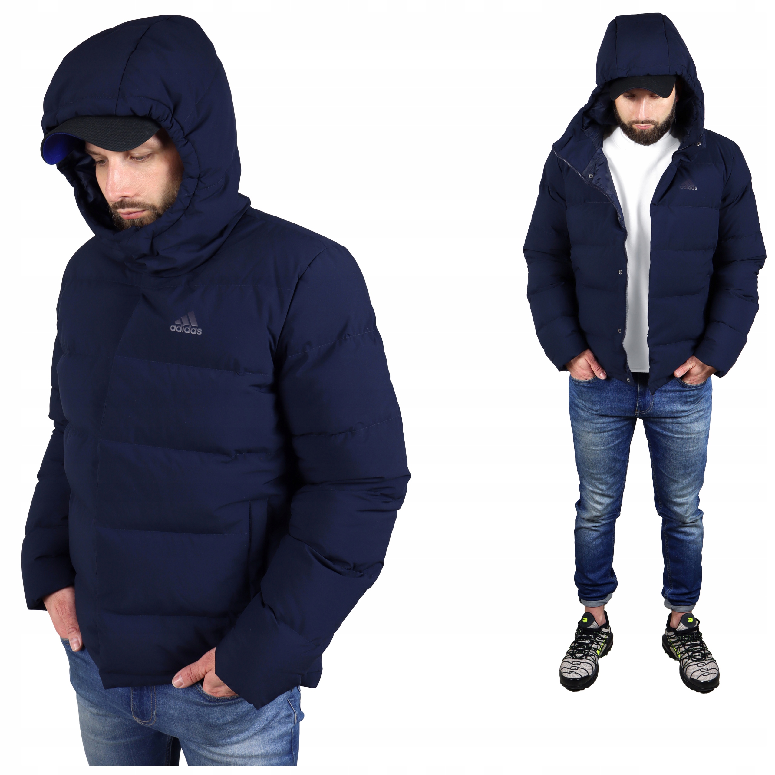 Adidas pánská zimní péřová bunda Puch Natural s kapucí teplá na zimu