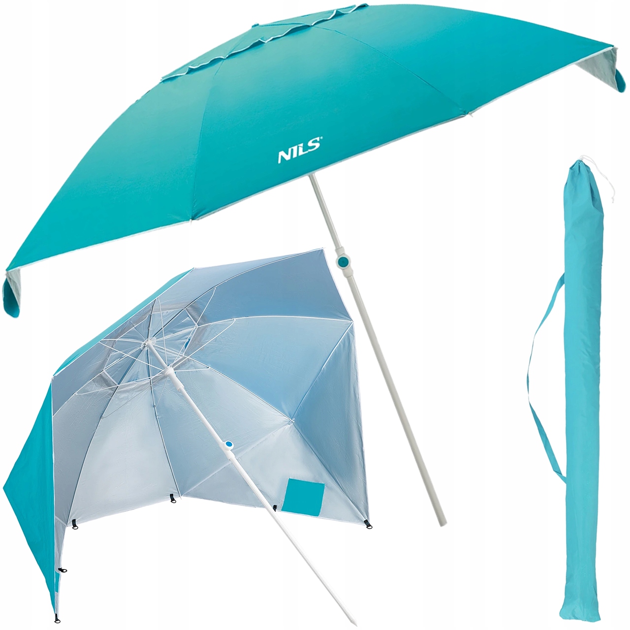 Parasol Parawan Plażowy Nils Turystyczny Ogrodowy 2w1 Składany Z Filtrem Uv