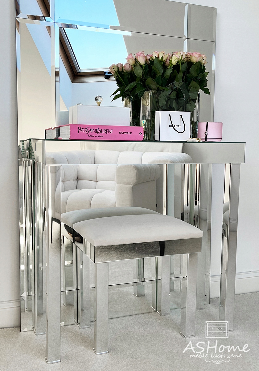 Toaletka lustrzana, konsola, stelaż chrom 80x30