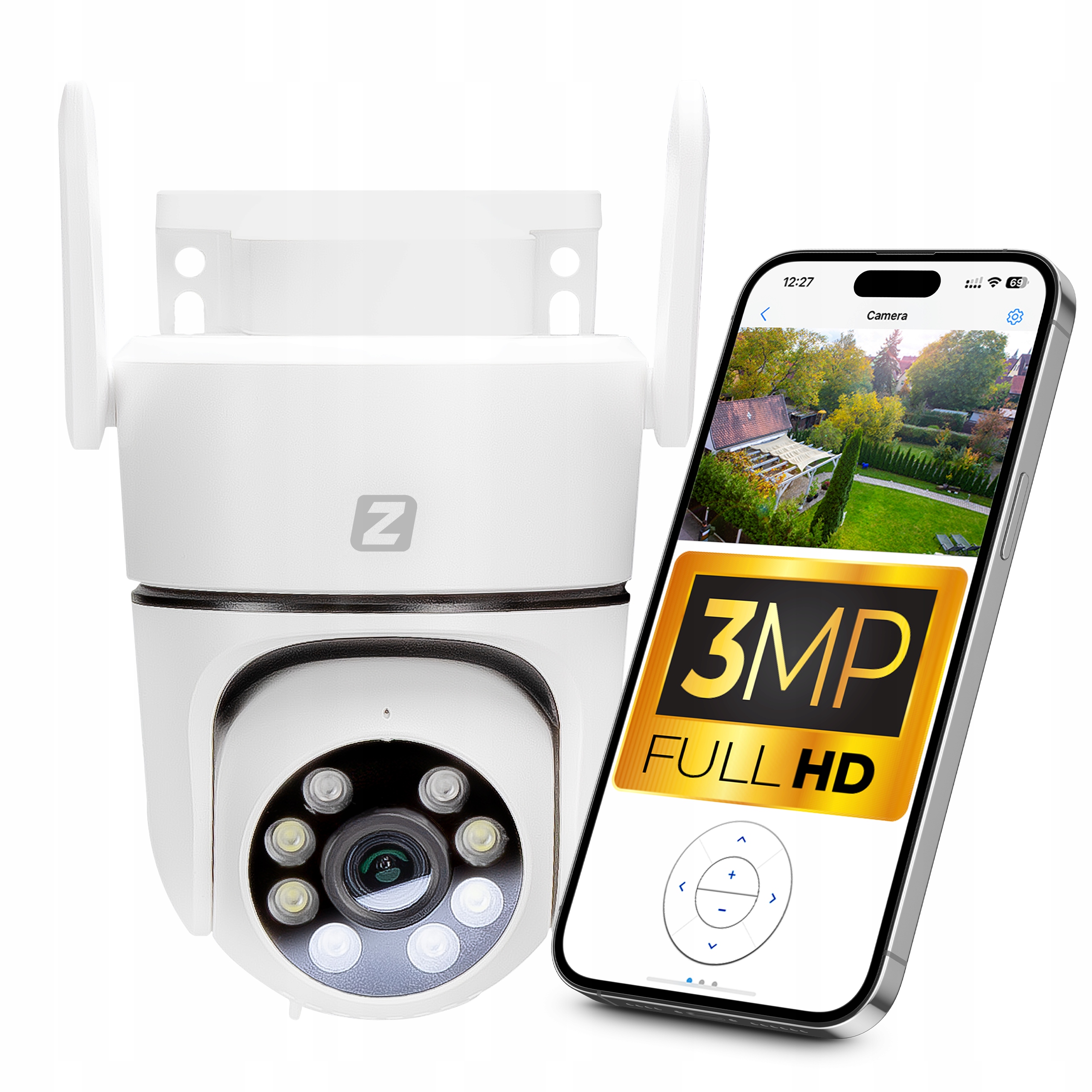 Zewnętrzna Kamera Obrotowa Ip WiFi 3MPx 4xZOOM Aplikacja, Detekcja