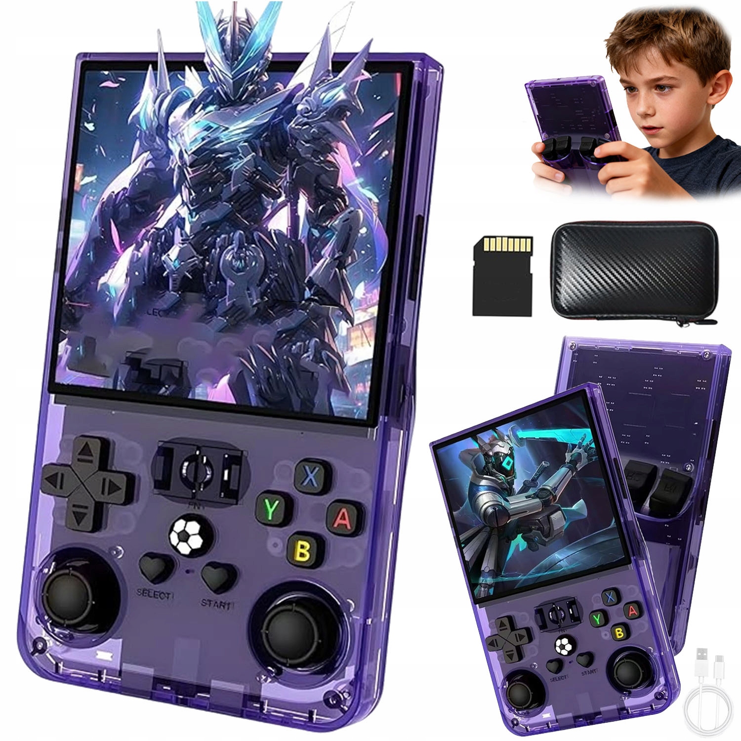 Herní Konzola Retro Sd 64 Gb 4,0'' Fialová R36MAX Ips Displej 720P Polský