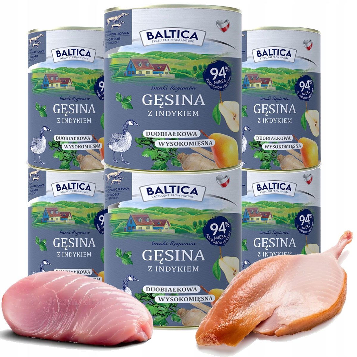Levně Baltica Husí S Krůtou 6x400 g Přídavek Hrušky A Petrželky Vlhké Krmivo