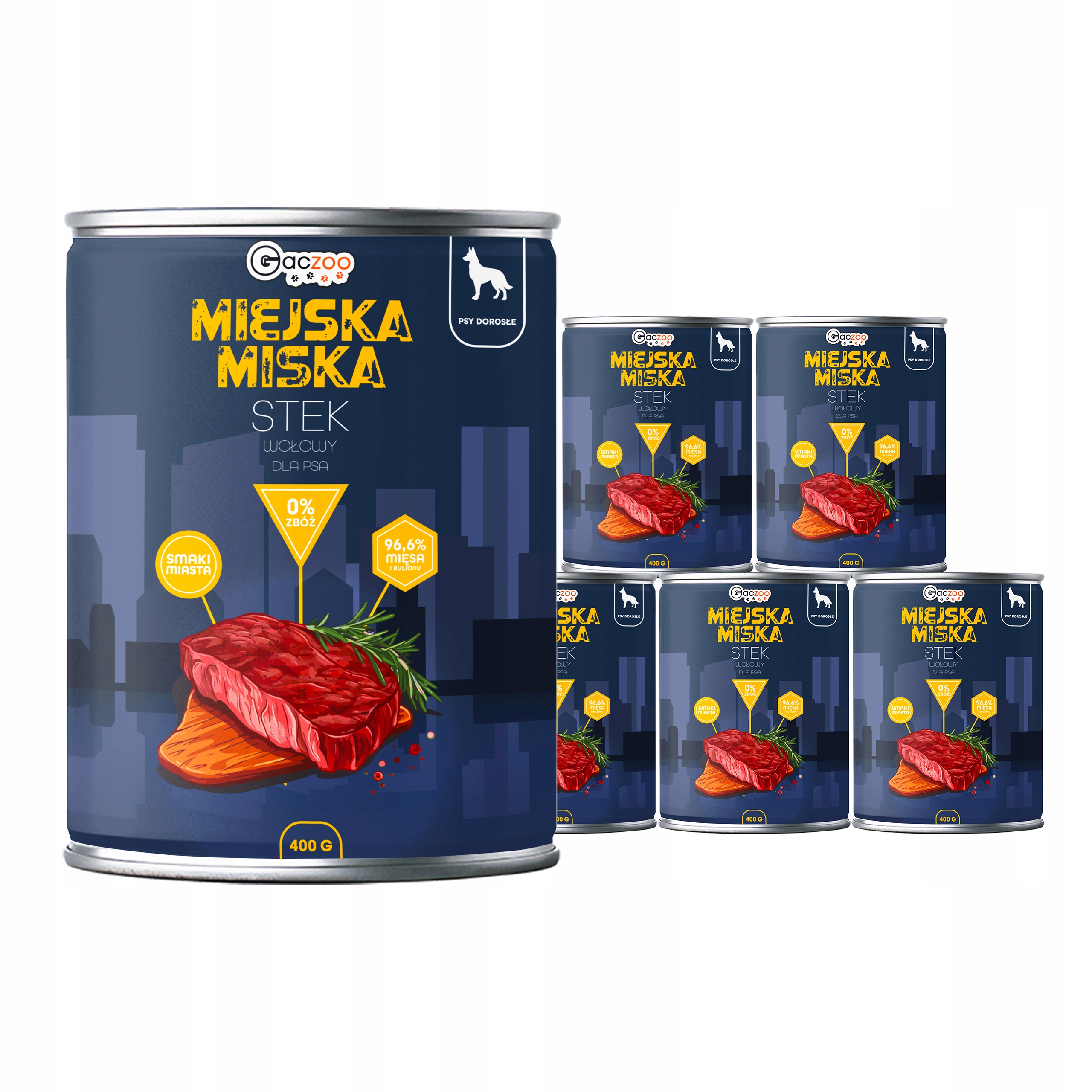 Levně Krmivo pro psa Městská miska Gaczoo Hovězí steak 6 x 400 g bez obilovin