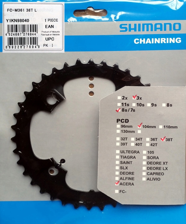 

Tarcza Fc M361 M411 M341 zębatka 38T Alivio Acera