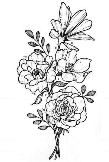 TATUAŻ wodny z RÓŻAMI KWIATY Bukiet Kwiatów M165