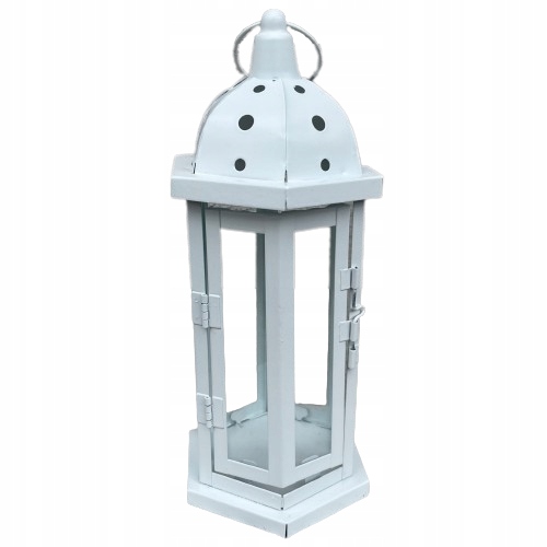 LATARNIA LAMPION BIAŁY METALOWY PREZENT Marka GlamurProjekt