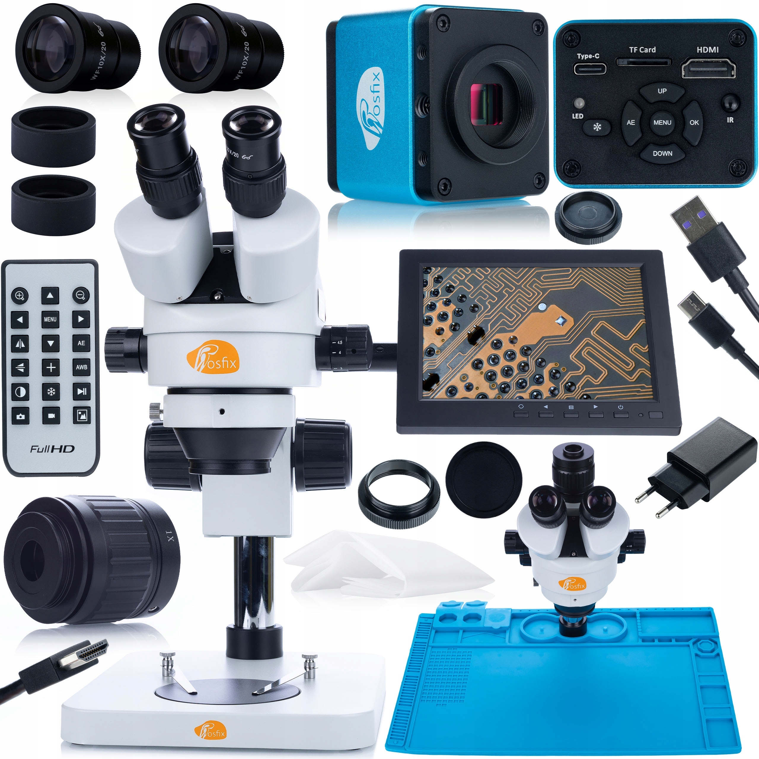 Sada Optických Mikroskopů Mercury Kamera 4K Hdmi Podložka Držák Displej