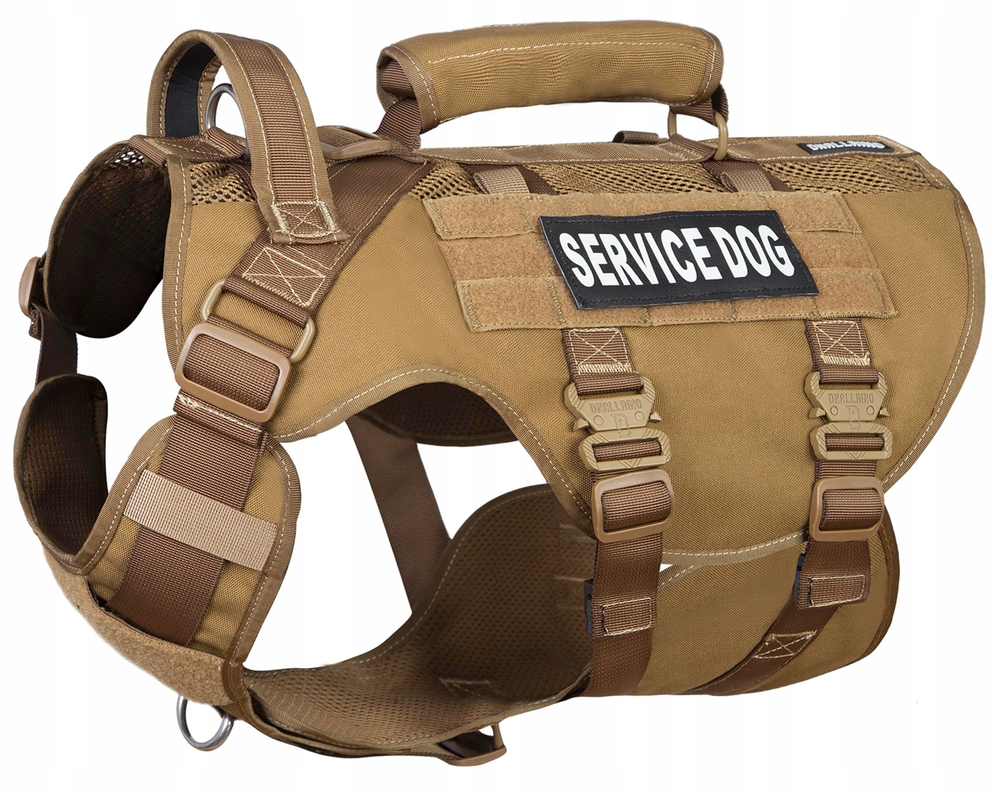 Szelki dla psa taktyczne brązowe z wojskowym systemem Molle