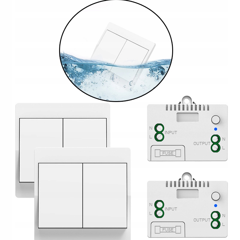 2 Bezdrátový dvojitý spínač pro světlo s 2 rádiovými přijímačemi