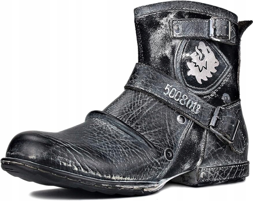 Pánské Kožené Boty Motocyklové s bojovým zámkem Chukka Boots Velikost 40,5