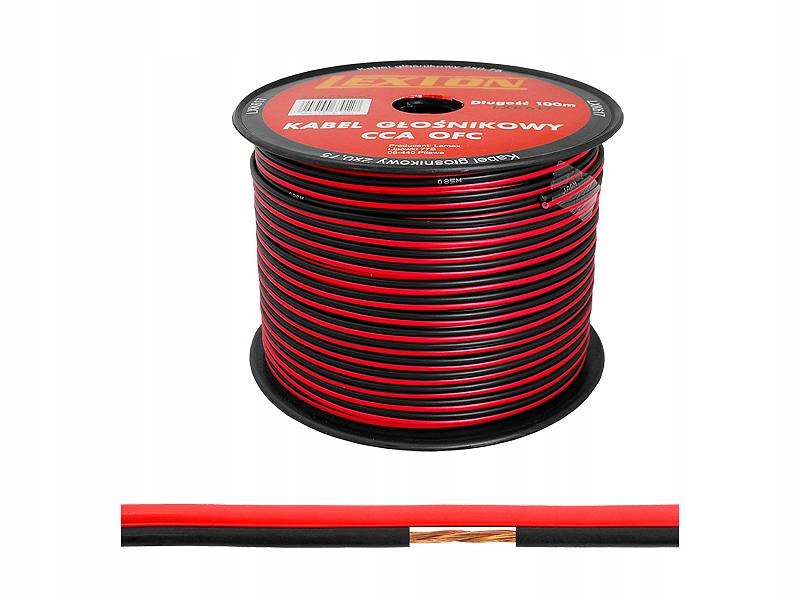 

Kabel głośnikowy Lexton 2X0.75CCA Czarno/ Czerwony
