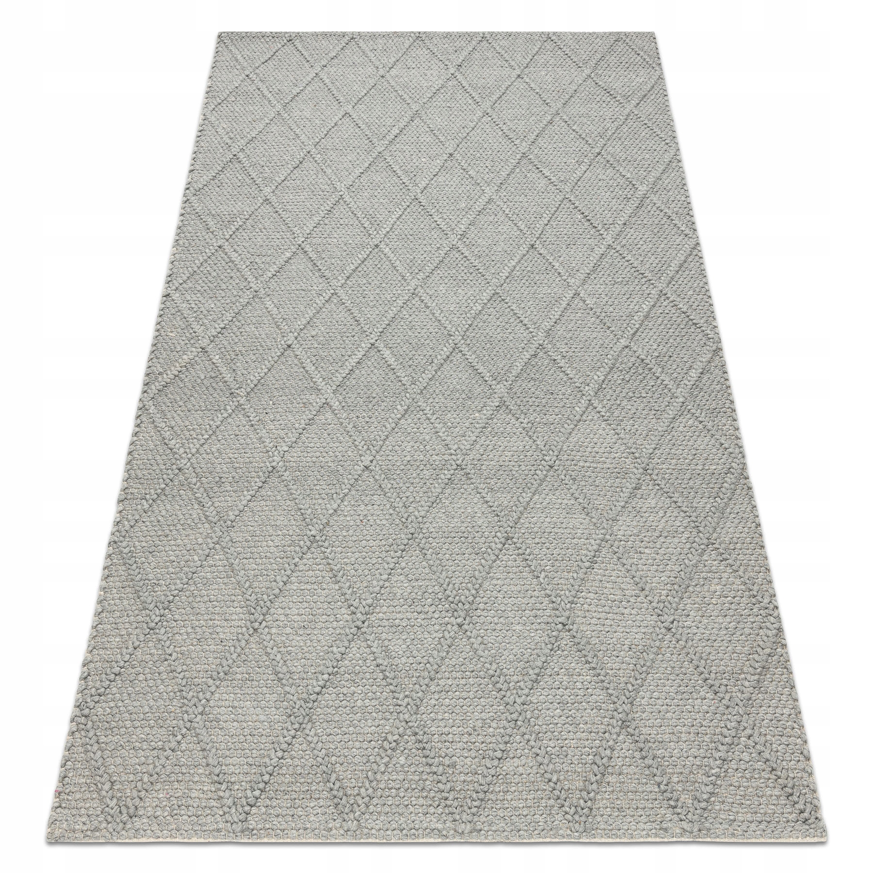 Dywan Ręcznie Tkany wełna szary pętęlkowy Romby boho dwa poziomy 120x180 cm