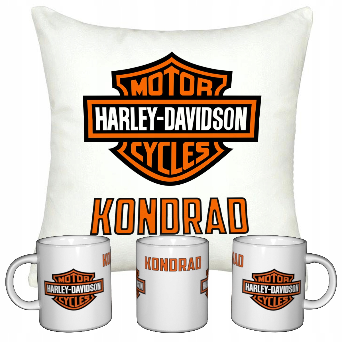 НАБОР HARLEY DAVIDSON ЧАШКА + ПОДУШКА + ИМЯ