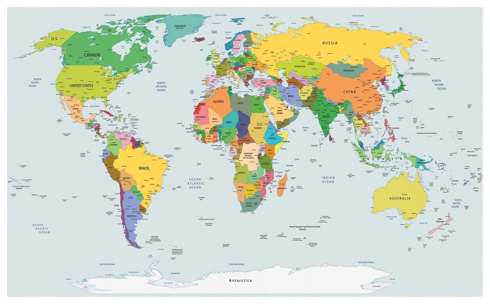 Fototapeta Mapa sveta Politická vinylová 368x254 pre cestovateľov lepidlo