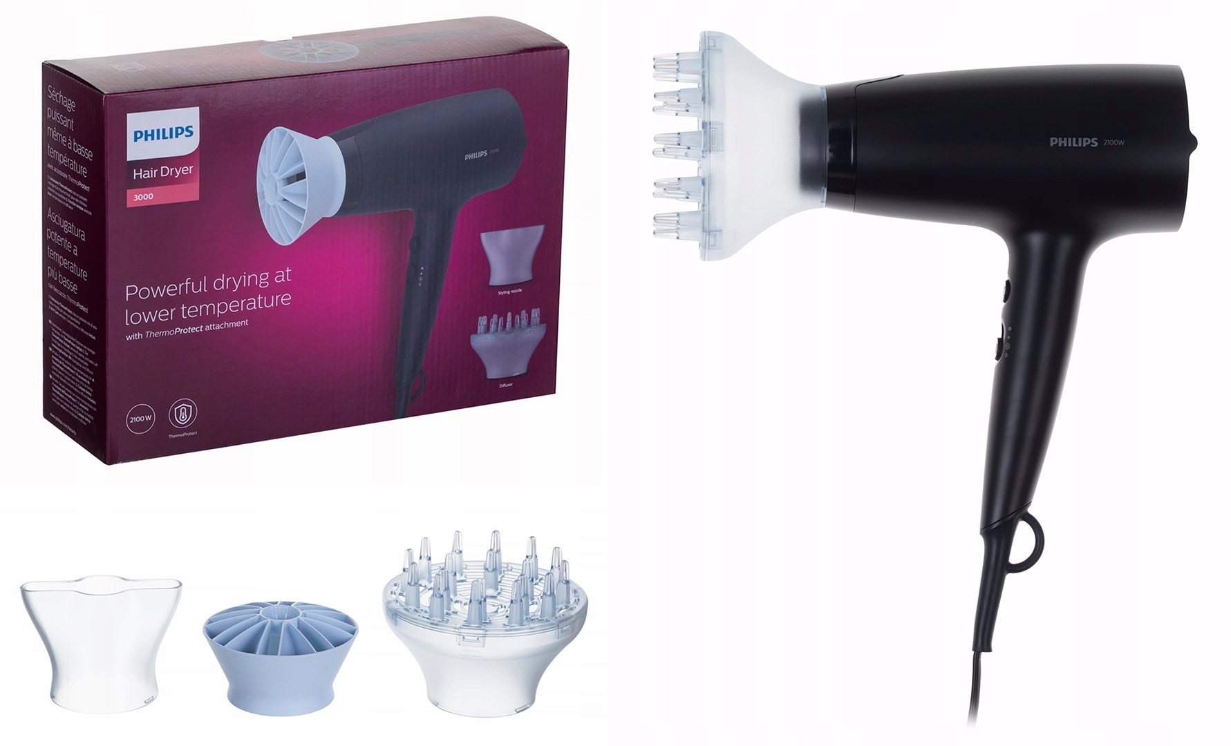 Vysoušeč vlasů Philips BHD360/20 s Ionizací studený vzduch, silný Difuzér