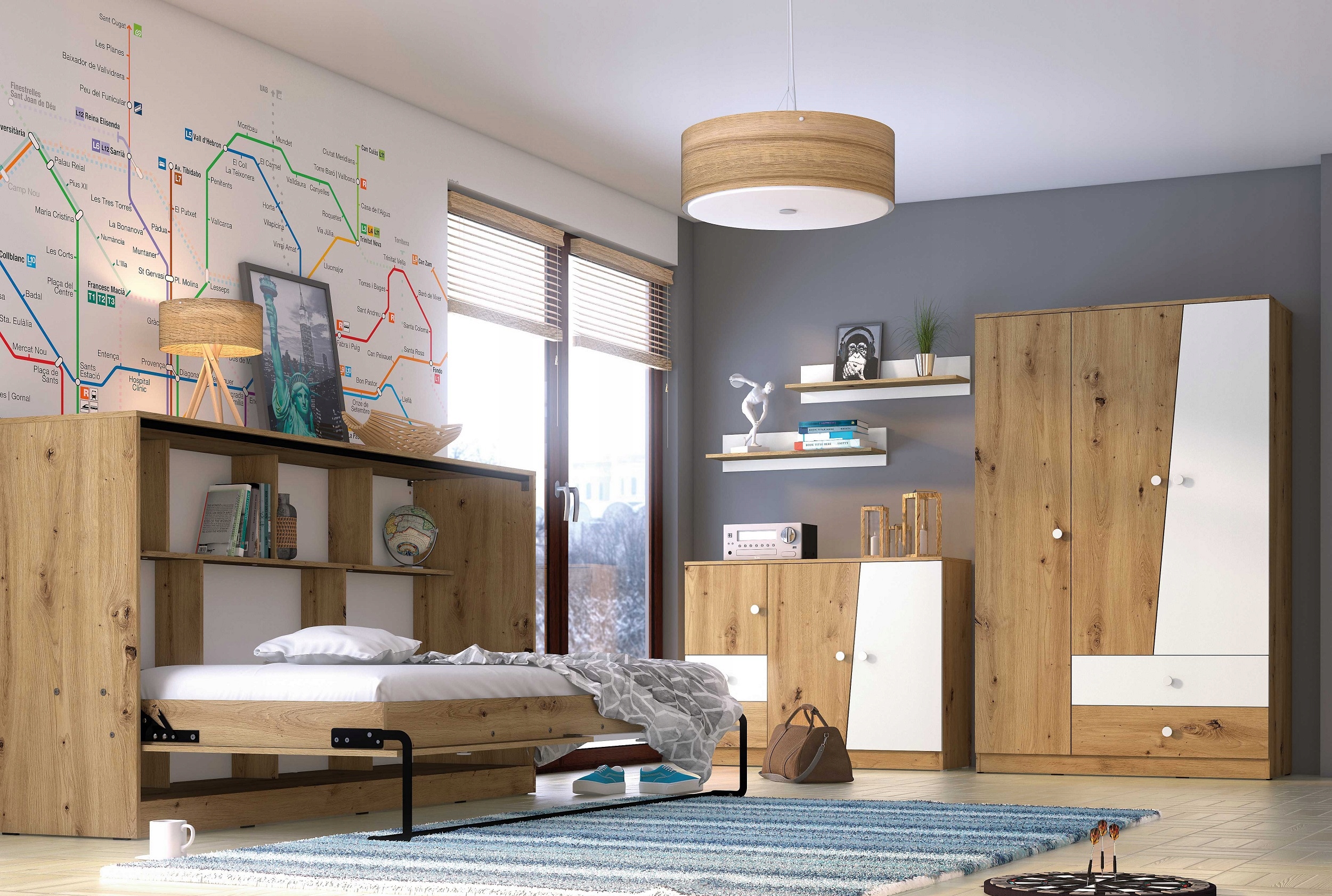 meble młodzieżowe łóżko półkotapczan połys Nero 16 Typ łóżko pojedyncze