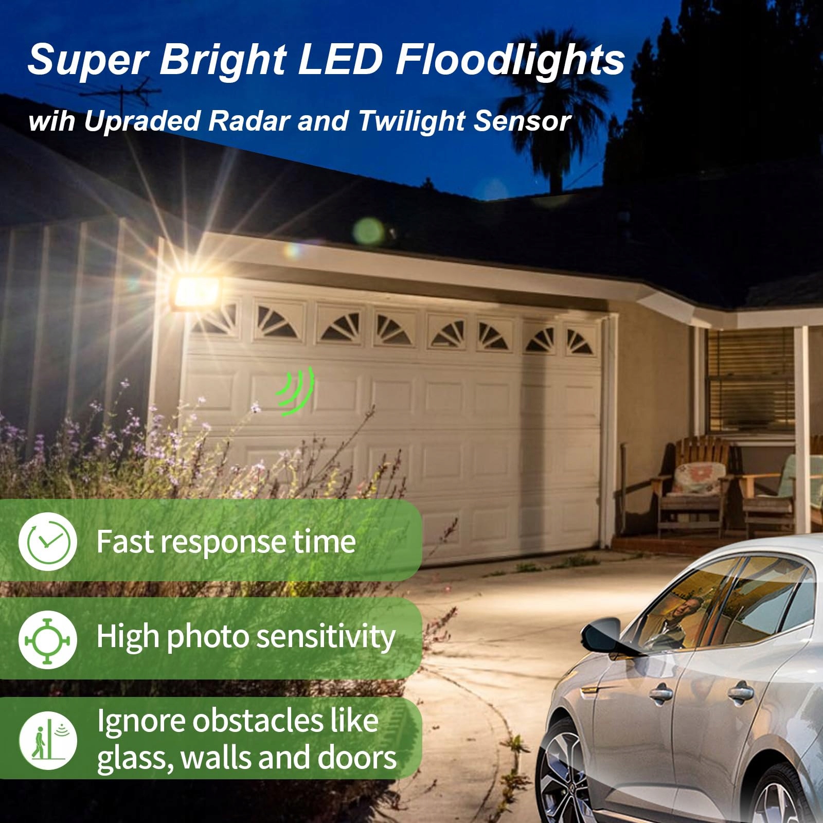 FOSINGUT 50W LED Reflektor Z Czujnikiem Ruchu 5000LM IP66 Do Ogrodu 3000K — miniatura 3