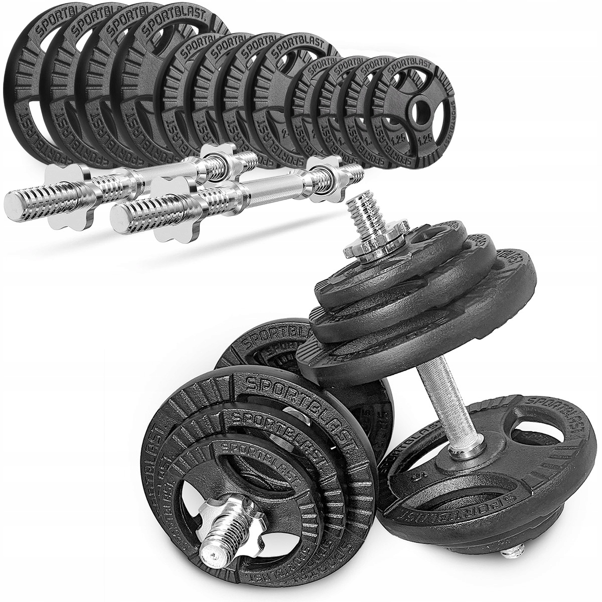 Hantle żeliwne regulowane 2x20kg kierownice gryfy zestaw do treningu 40kg