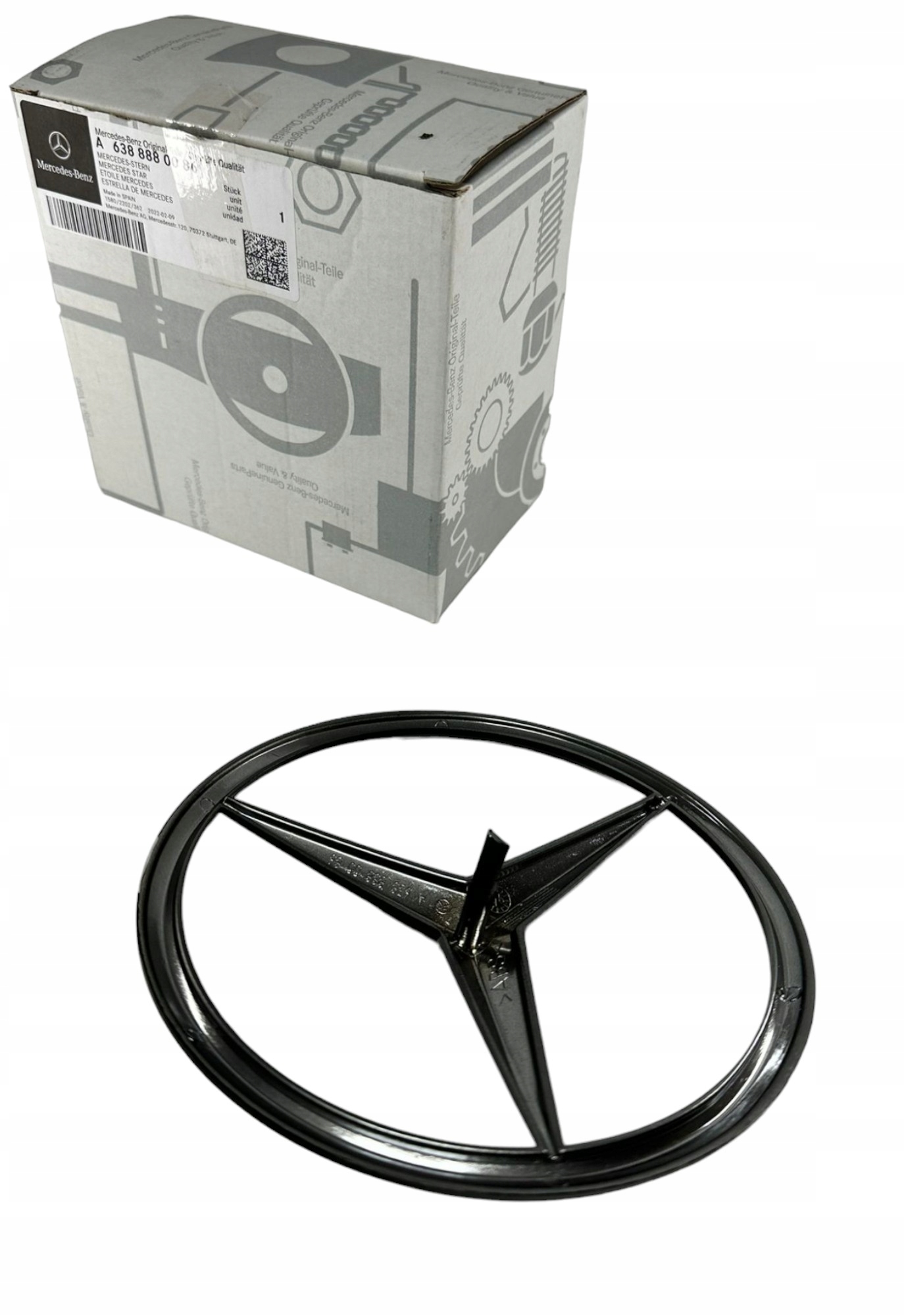 EMBLEMAT LOGO GWIAZDA W GRILL MERCEDES A6388880086 165MM CZARNY POŁYSK Numer katalogowy części A6388880086
